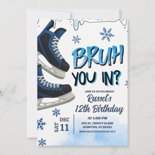 Teenager Skate Bruh You In Birthday Party Invitati Einladung (Vorderseite)