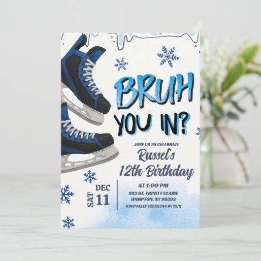 Teenager Skate Bruh You In Birthday Party Invitati Einladung (Stehend Vorderseite)