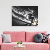 Teenager-Skateboarden mit leichten Trails Leinwanddruck (Insitu (Wohnzimmer))