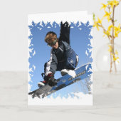 Teenager Snowboarden Grußkarte Karte (Gelbe Blume)