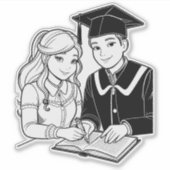 Teenager und Mädchen lernen Aufkleber (Vorderseite)