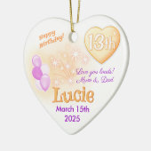 Teenagerherz 13. Geburtstag Girl-Tochter Keramik Ornament (Links)