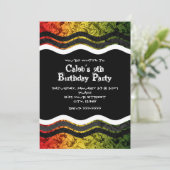 Teenagerjunge Party Einladungen, rot-gelb-grün Einladung (Stehend Vorderseite)