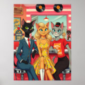 Teenagerkatzen des Mittelalters in einem Abendesse Poster (Vorne)