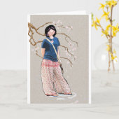 Teenagermädchen im Frühling Karte (Gelbe Blume)