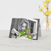 Teenagermädchen mit Lilatasche Karte (Gelbe Blume)