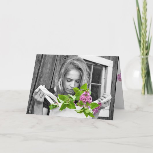 Teenagermädchen mit Lilatasche Karte (Vorderseite)