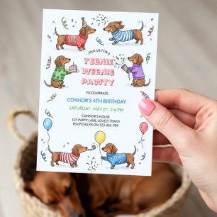 Teenie Weenie Pawty Dachshund Wiener Dog Geburtsta Einladung