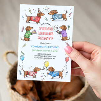 Teenie Weenie Pawty Dachshund Wiener Dog Geburtsta Einladung