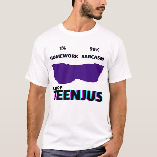 TeenJus – Official Sarcasm Uniform" T-Shirt (Vorderseite)