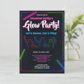 Teens Neon Glow Party Silhouette Dance Einladung (Stehend Vorderseite)