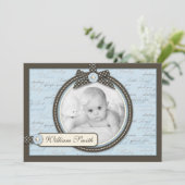 Teeny Toes BLU Announcement Card Ankündigung (Stehend Vorderseite)