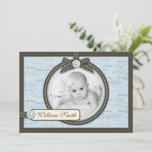 Teeny Toes BLU Announcement Card Ankündigung (Stehend Vorderseite)