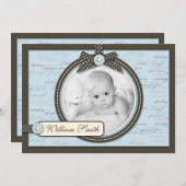 Teeny Toes BLU Announcement Card Ankündigung (Vorne/Hinten)