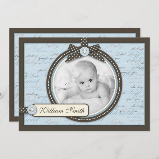 Teeny Toes BLU Announcement Card Ankündigung (Vorne/Hinten)