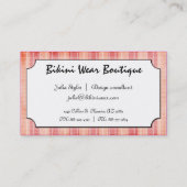 Teeny Würstchen-Rosa-Bikini-karierte Visitenkarte (Rückseite)