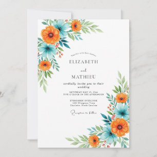 Teeorange prächtige Sommerhochzeit Einladung