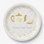 Teeparty-Blumen-Baby-Party Pappteller (Vorderseite)
