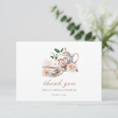 Teeparty-Blumen-Hochzeitsdusche-Dankeskarten Dankeskarte (Stehend Vorderseite)