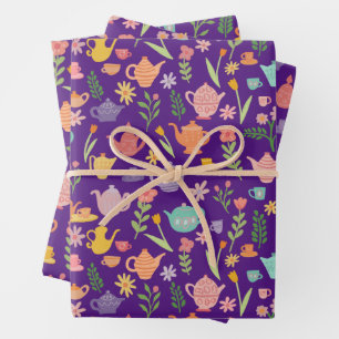 Teeparty Geburtstags Braut- Ostern Frühling Floral Geschenkpapier Set