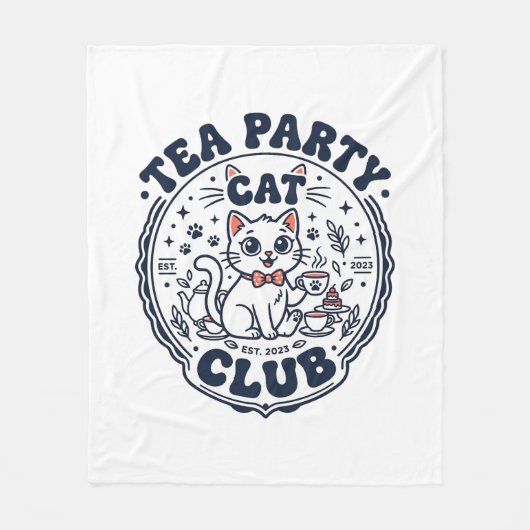 Teeparty-Katzchenliebhaber-Shirt Kunst - Teeparty- Fleecedecke (Vorderseite)