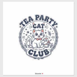 Teeparty-Katze Haustierliebhaber-Shirt Kunst - Tee Aufkleber