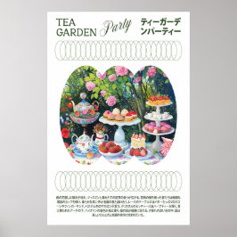 Teeparty-Kunstprint Pastell-Torten, Teekannen, Blu Poster