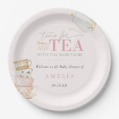 Teeparty-Tee mit der werdenden Mutter Baby Shower Pappteller (Vorderseite)