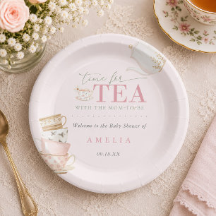 Teeparty-Tee mit der werdenden Mutter Baby Shower Pappteller