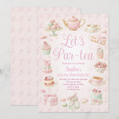 Teeparty-Teekanne Teetasse Rosa Party-Einladung Einladung (Vorne/Hinten)