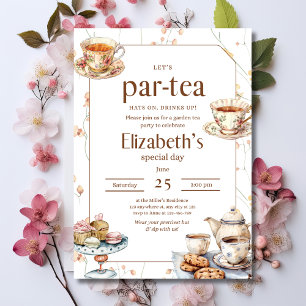 Teepartyschmaus zur Hochzeit Elegante Garten-Teepa Einladung