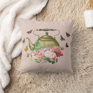 Teepartyteekanne Pink Blumen & Schmetterlinge Kissen
