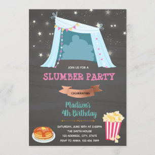 Teepe-sleepover Geburtstagseinladung Einladung