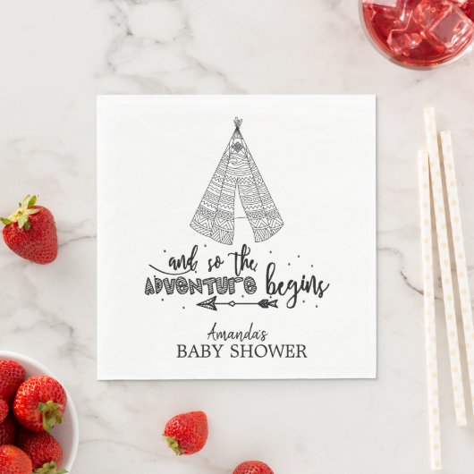 Teepee Adventure fängt Babyduschpapier Napkins an Serviette (Beispiel)