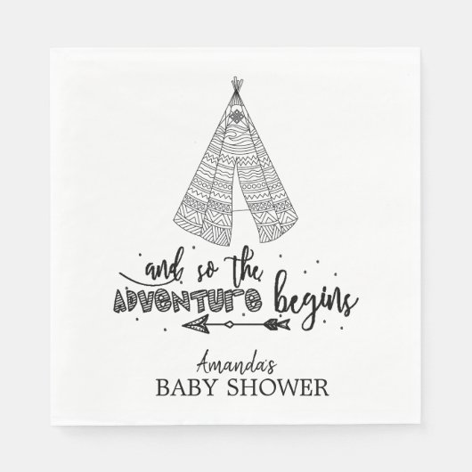Teepee Adventure fängt Babyduschpapier Napkins an Serviette (Vorderseite)