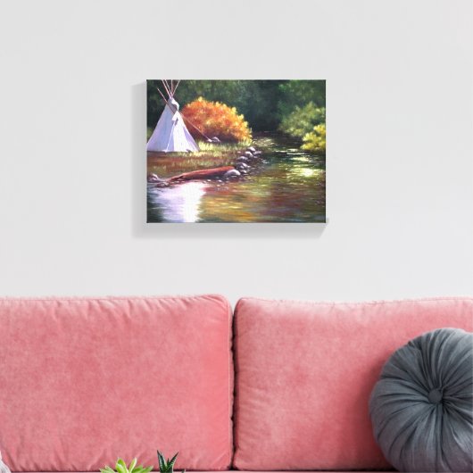TeePee am Fluss Leinwanddruck (Insitu (Wohnzimmer))