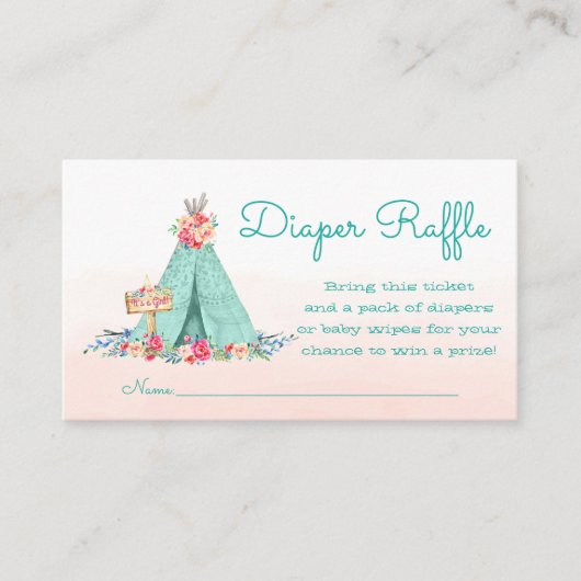 Teepee Diaper Raffles Tickets Begleitkarte (Vorderseite)