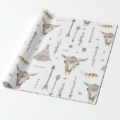 Teepee-Feder-Pfeil-Schädel-Ureinwohner-Papier Geschenkpapier (Ungerollt)