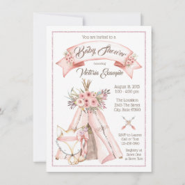 TeePee Fox Girl Tribal Baby Shower Einladungen
