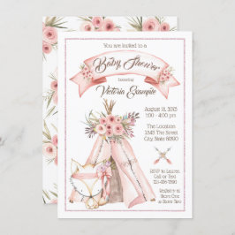 TeePee Fox Girl Tribal Baby Shower Einladungen