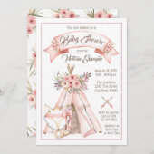 TeePee Fox Tribal Baby Girl Shower Einladungen (Vorne/Hinten)