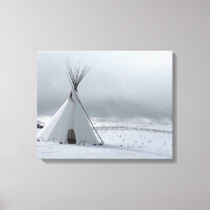Teepee im Schnee-Leinwand-Kunstdruck Leinwanddruck