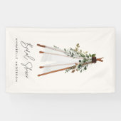 Teepee moderne bohemianische Garten aus Blättern s Banner (Horizontal)