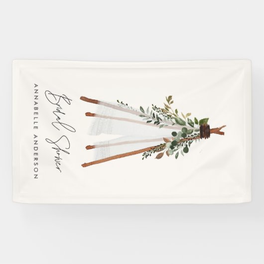 Teepee moderne bohemianische Garten aus Blättern s Banner (Horizontal)