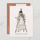 Teepee moderne bohemianische Garten aus Blättern s Einladungspostkarte (Vorne/Hinten)