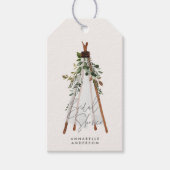 Teepee moderne bohemianische Garten aus Blättern s Geschenkanhänger (Vorderseite)