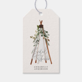 Teepee moderne bohemianische Garten aus Blättern s Geschenkanhänger