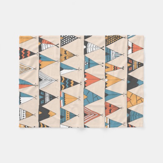 Teepee Muster. Wigwam-Sommerzelt Fleecedecke (Vorderseite (Horizontal))