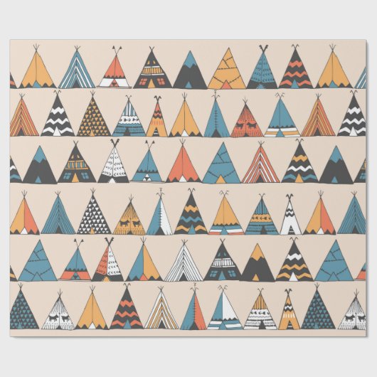 Teepee Muster. Wigwam-Sommerzelt Geschenkpapier (Flach)