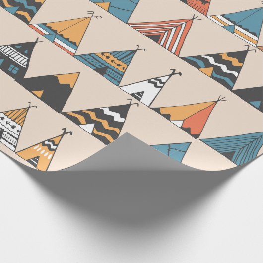 Teepee Muster. Wigwam-Sommerzelt Geschenkpapier (Ecke)
